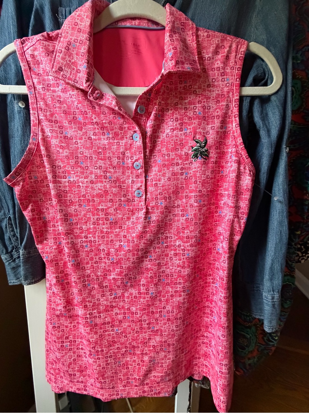 Peter Millar Hot Pink Printed Golf Polo